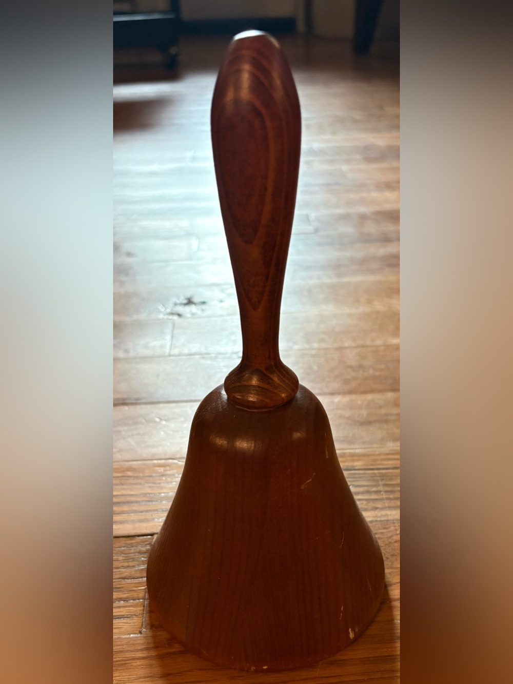 MaLeck Antique Wooden School Teacher’s Bell Metal Inside w/Wooden Handle